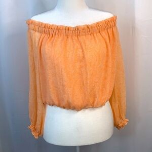 Express Peach Paisley Print Off the Shoulder Blouse- NWT